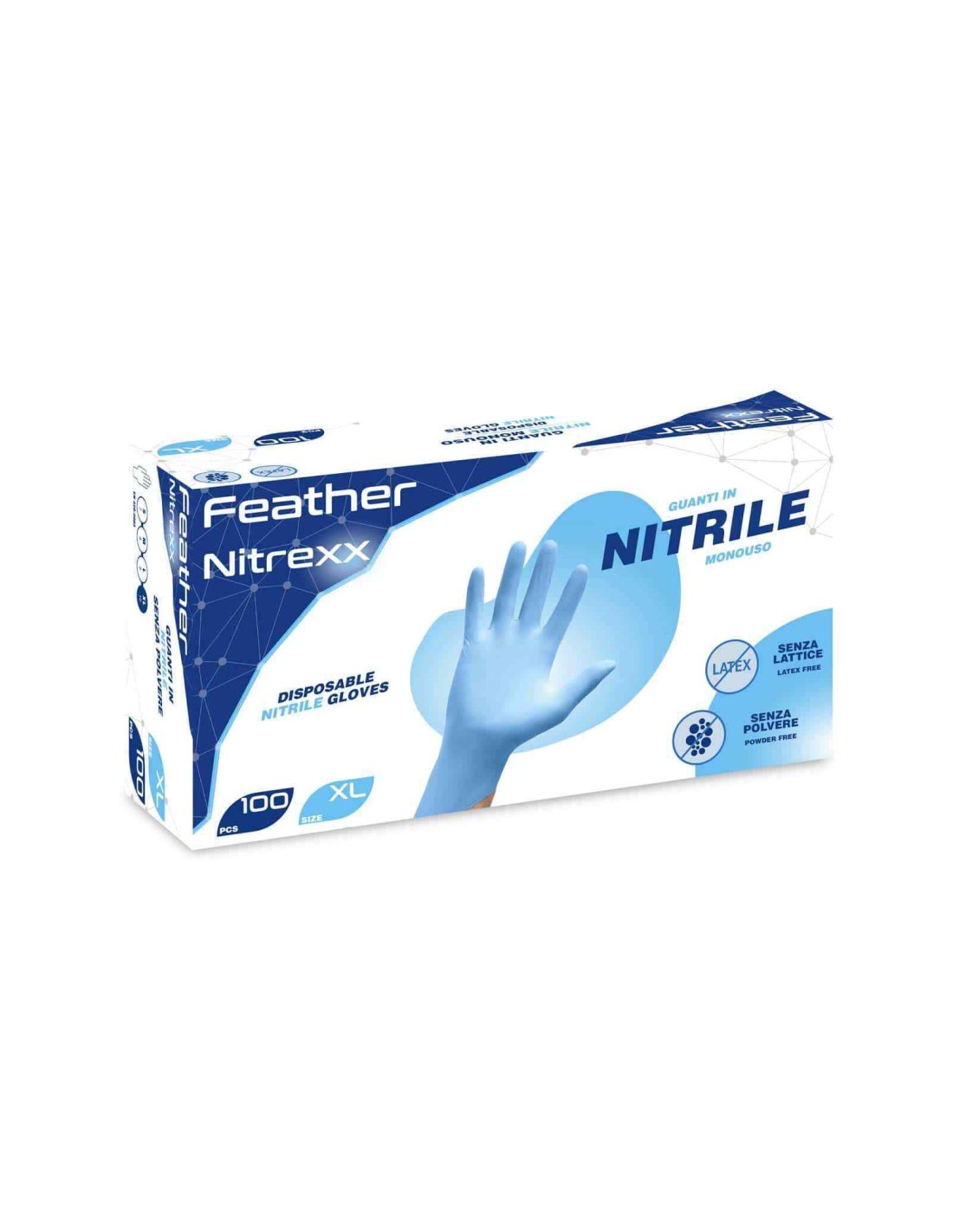 Reflexx - Feather Nitrexx, guanti in nitrile senza polvere IIIº