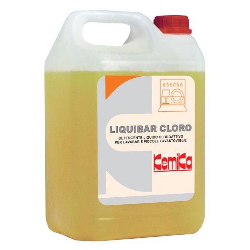 Kemika - Liquibar Cloro, detergente liquido per macchine lavabar e piccole lavastoviglie (tanica da 5 kg)