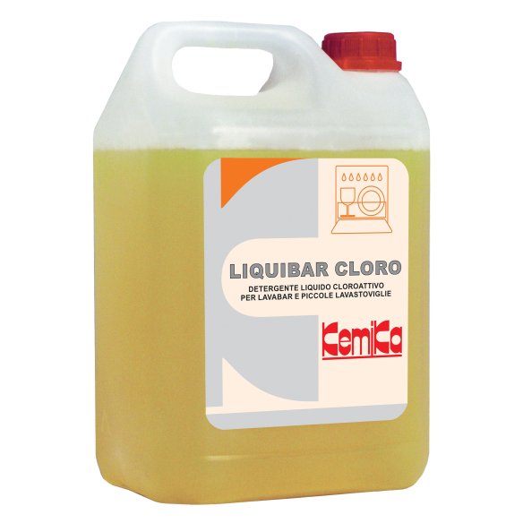 Kemika - Liquibar Cloro, detergente liquido per macchine lavabar e piccole lavastoviglie (tanica da 5 kg)