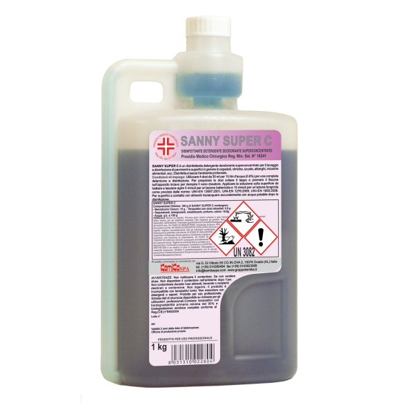 Kemika - Sanny Super C, disinfettante detergente (flacone da 1 kg)